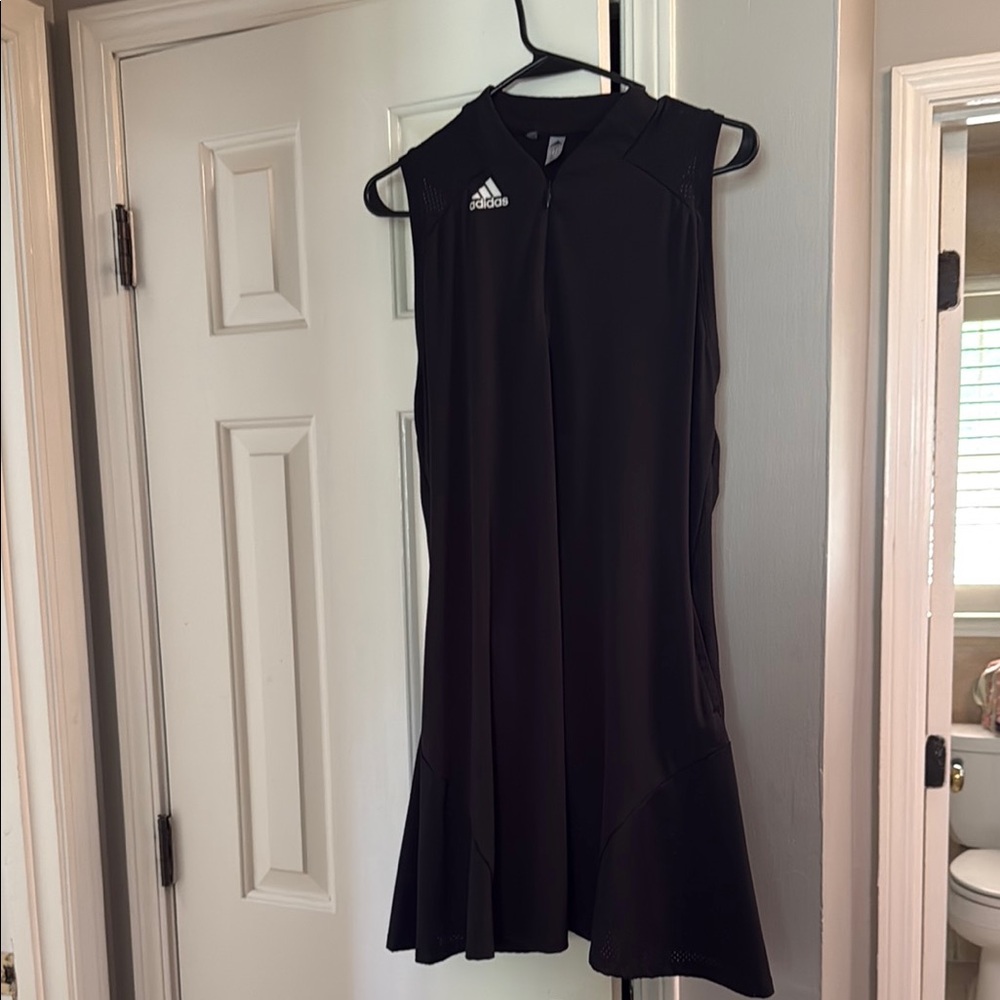Adidas Black Ruffled Halter Sheath Dress